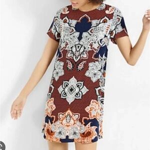Bohemian Patterned Dress in Navy and Orange